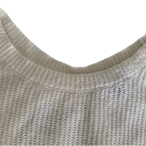 EXPRESS Sweater Oversized Cotton White Cut Out Back Hi Low Hem Scoop Neck VGUC - Picture 4 of 14